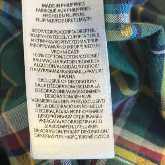 Ralph Lauren  Shirt Mens XL Blue Green Plaid Button Up Flesh Color Pony - Picture 6 of 7